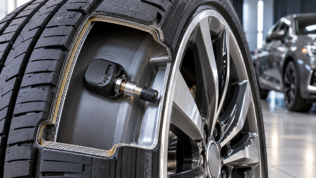 Датчик TPMS усередині автомобільного колеса